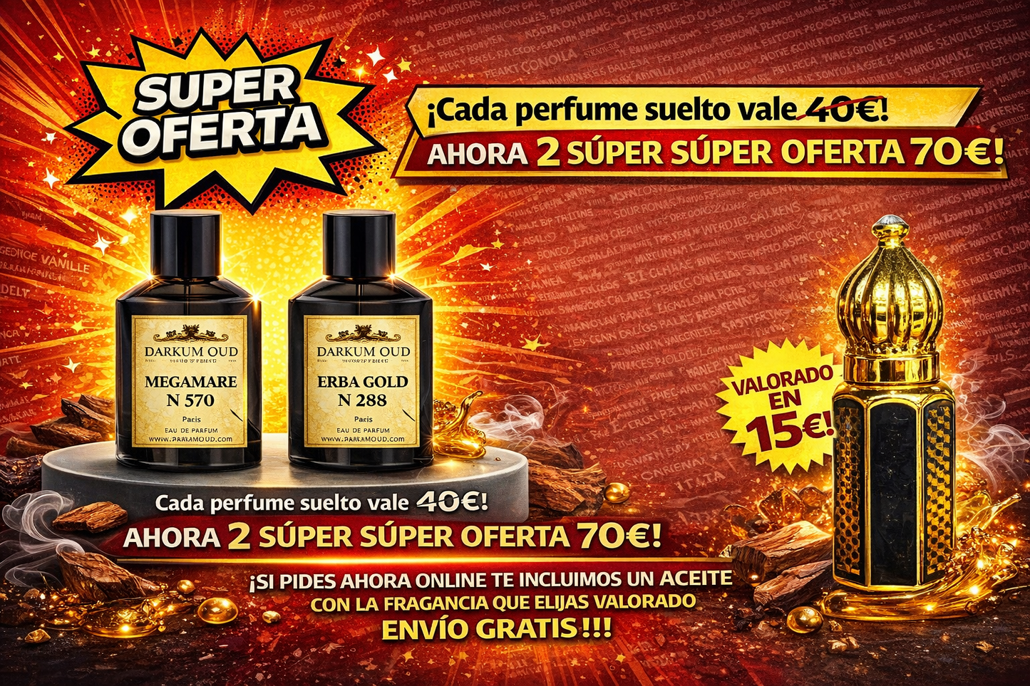 OFERTA 2 PERFUMES + ACEITE +ENVIO GRATIS HOY
